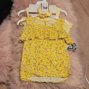 Btween  Girl's size 4 - 3 piece set. 2 tanks and matching scruncies NWT